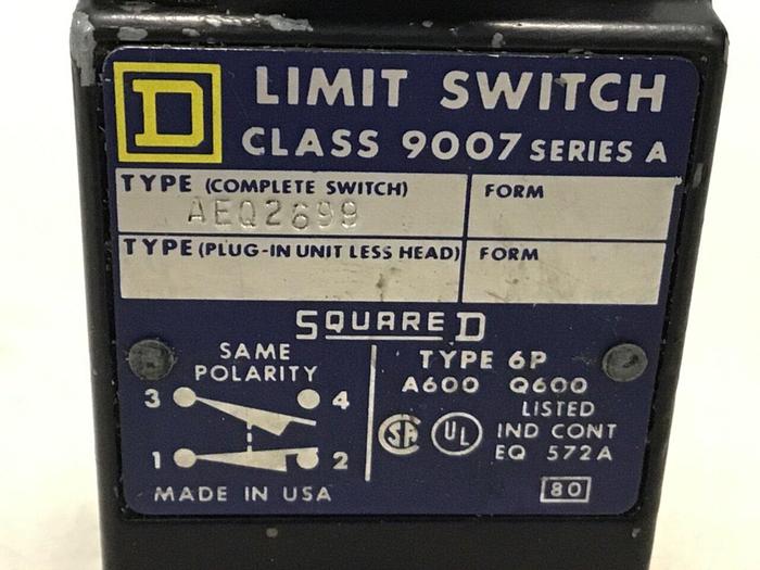 Used SQUARE D Limit Switch 9007-AEQ2699 #121427