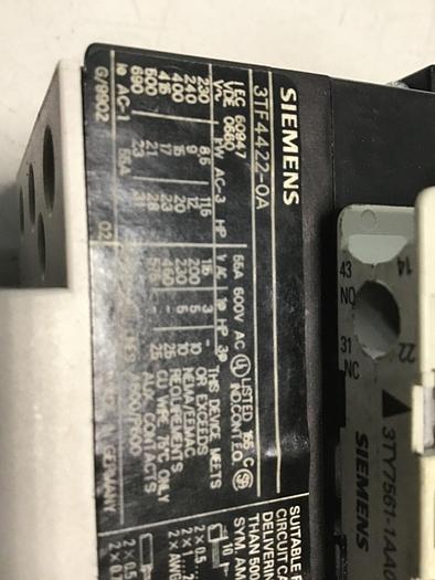 Used SIEMENS Contactor 3TF4422-0A #140745