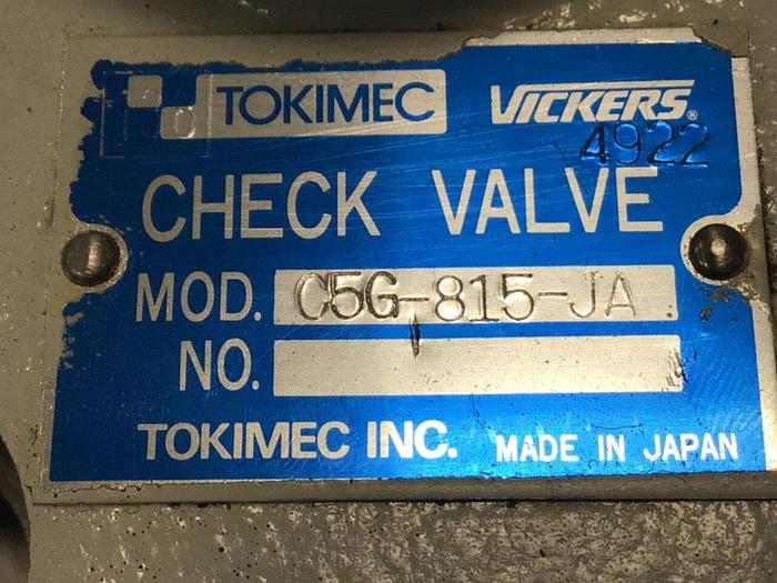 Used VICKERS Tokimec Check Valve C5G-815-JA Used