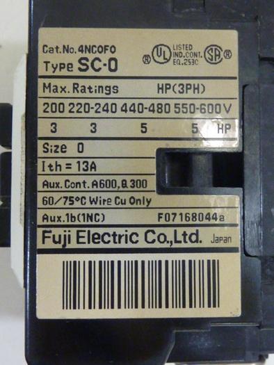 Used FUJI ELECTRIC Contactor SC-0 4NC0F0 #64349