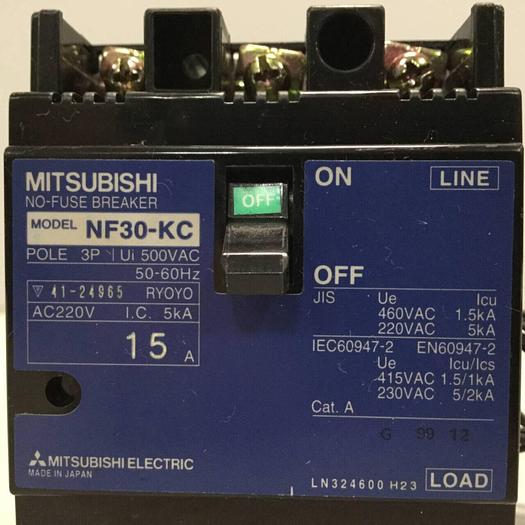 Used MITSUBISHI 15 Amp Circuit Breaker NF30-KC #93334