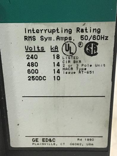 Used GE TED136050 Breaker & Disconnect 50 AMP USED #143608