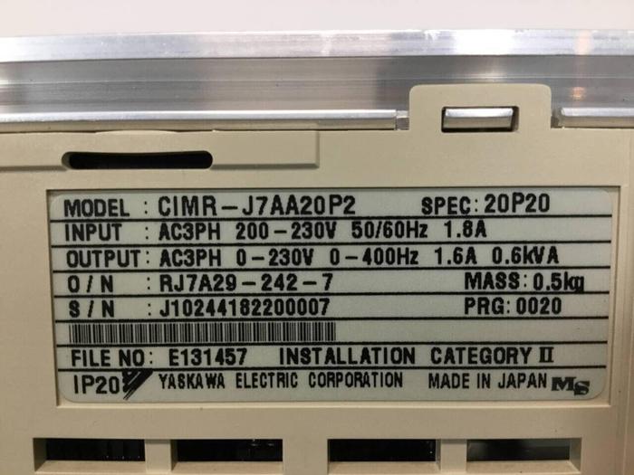 Used YASKAWA VS Mini J7 Drive CIMR-J7AA20P2 #98529