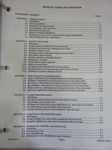 Used VAN DORN Machine Operation & Maintenance Manual MTD(P)-2/90-1 #65163