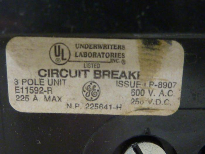 Used GENERAL ELECTRIC / GE 125 Amp Circuit Breaker TFJ236125WL USED