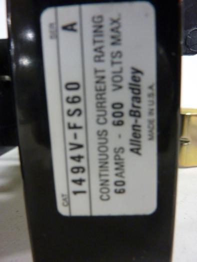 Used ALLEN BRADLEY 60 Amp Disconnect Switch 1494V-DS60 SER A #57440