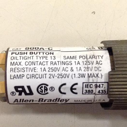 Used ALLEN BRADLEY Push Button 800A-C RED #76603
