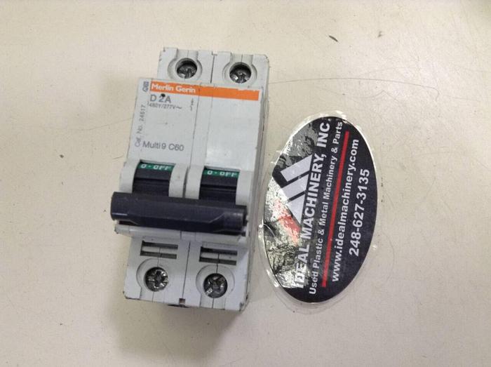 Used MERLIN GERIN 2 Amp Circuit Breaker C60-D2A #75790