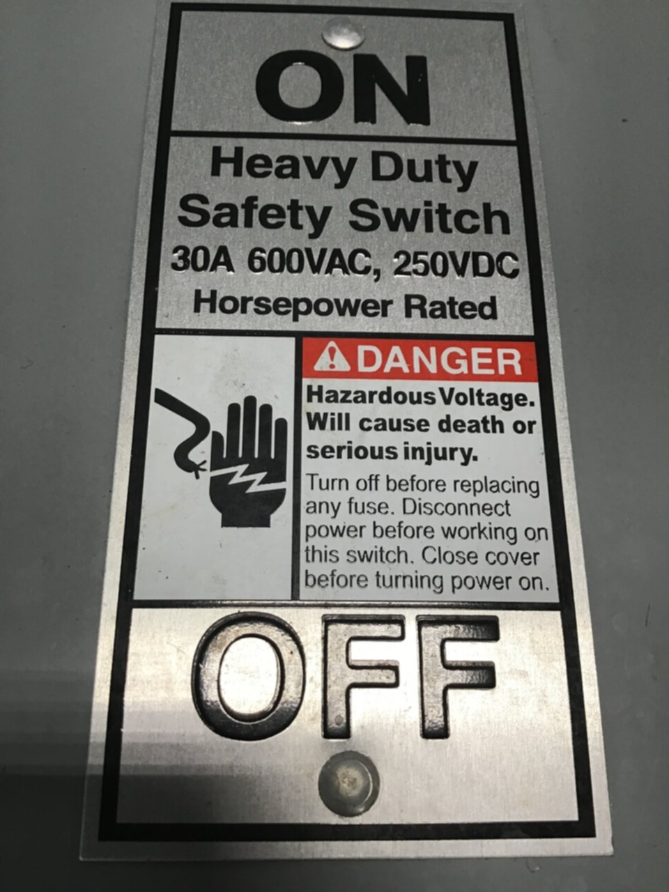 Used SIEMENS 30 Amp Safety Disconnect Switch HNF361 VBII USED