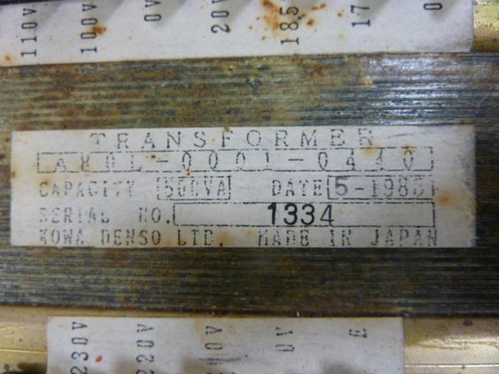 Used KOWA MFG 0.5 kVA Transformer A80L-0001-0440 #48918