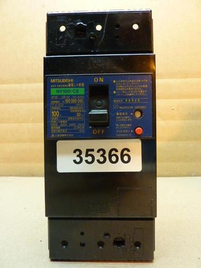 Used MITSUBISHI 100 Amp Circuit Breaker NV100-CS-100 #35366