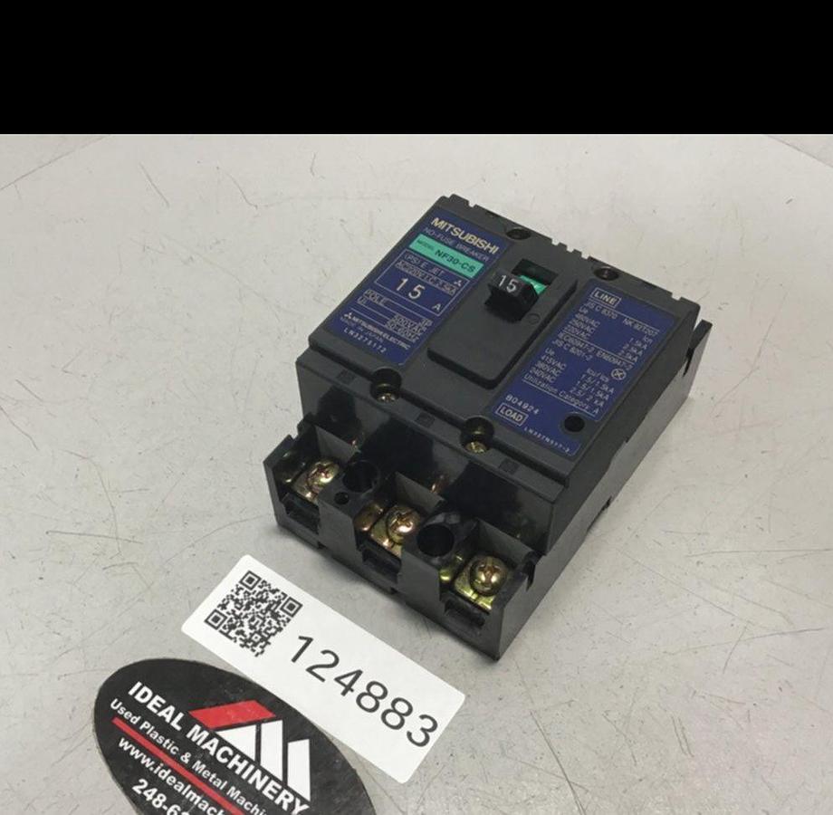 MITSUBISHI 15 Amp Circuit Breaker NF30-CS-15 USED