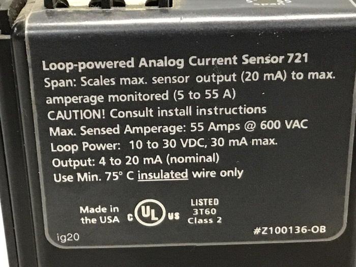 Used HAWKEYE INST INC Analog Current Sensor Z100136-OB #123600