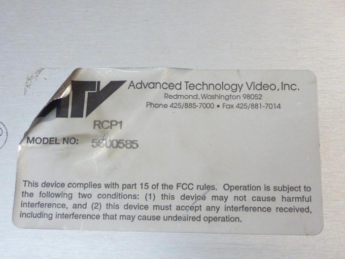 Used ADVANCED TECHNOLOGY VIDEO Remote Control Panel RCP1 5600585 #40821