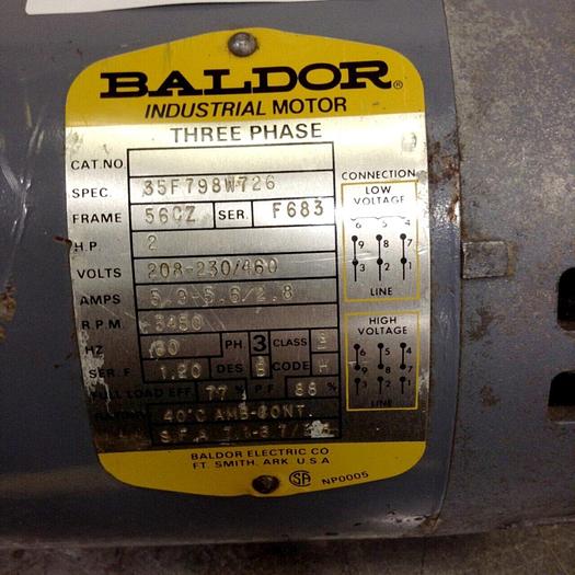 Used BALDOR 2 HP Motor MOTOR177 Used