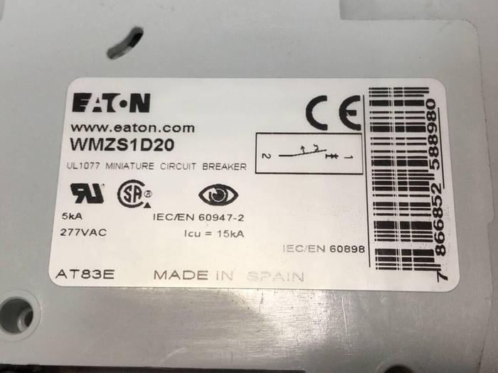 Used EATON CORPORATION Miniature Circuit Breaker WMZS1D20 #97848