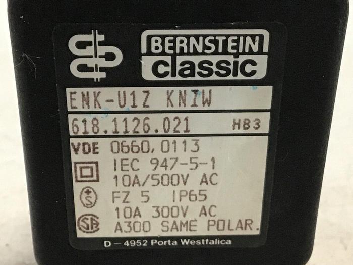 Used BERNSTEIN Limit Switch ENK-U1Z-KNIW #121286