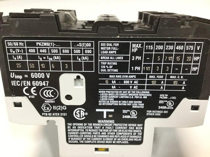 Used MOELLER 25 Amp Circuit Breaker PKZM0-25 #101829