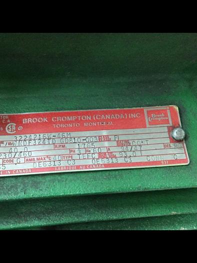 Used BROOK CROMPTON 40 HP Motor 3224216W-46M #116918