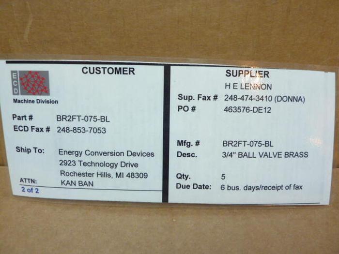 SWAGELOK Ball Valve BR2FT-075-BL #39353