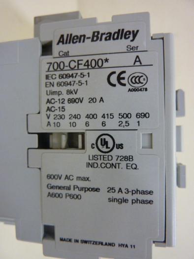 Used ALLEN BRADLEY Contactor 700-CF400 SER A #83936