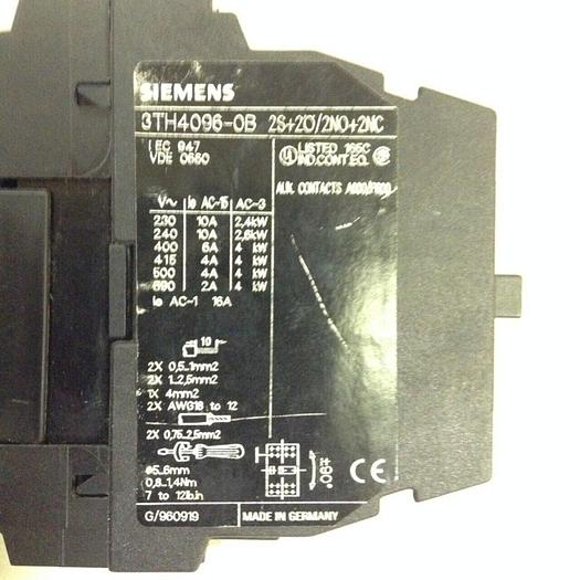 Used SIEMENS Contactor 3TH4096-0B #76171