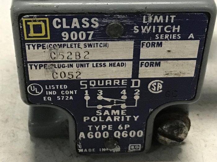 Used SQUARE D Limit Switch 9007-C52B2 #121718