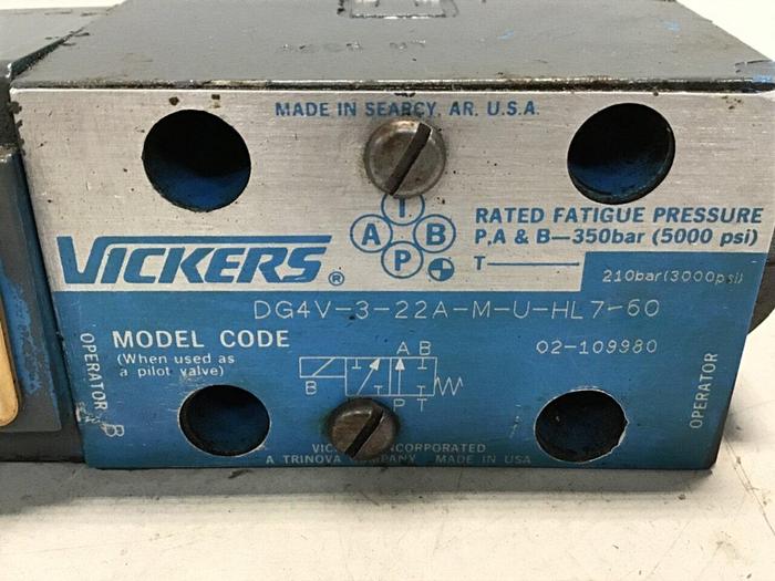 Used VICKERS Directional Hydraulic Valve DG4V322AMUHL760 Used