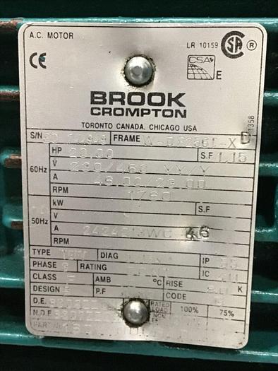 Used BROOK CROMPTON 20 HP AC Motor W-DF256I-X Used