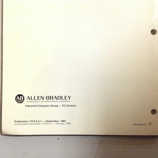 Used ALLEN BRADLEY PLC-3 Programmable Controller Manual 1775-6.3.1 #70861