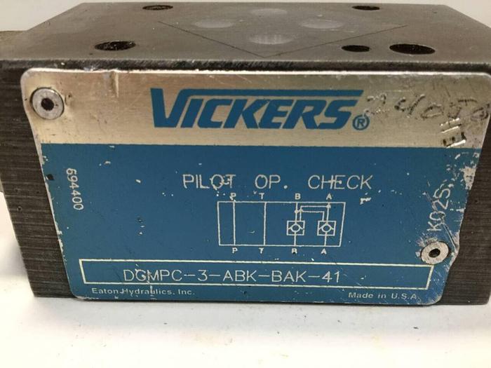 Used VICKERS Pilot Operated Check Valve DGMPC3ABKBAK41 #98884