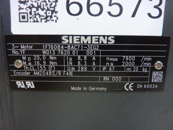 Used SIEMENS 3 Phase Motor 1FT6 084-8AC71-3EG2 Used