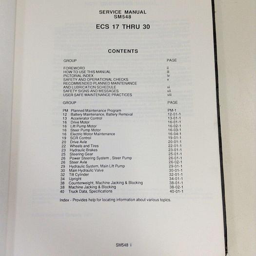 Used CLARK EQUIPMENT Service Manual SM548 #71016