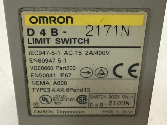 Used OMRON Limit Switch D4B-2171N #121571