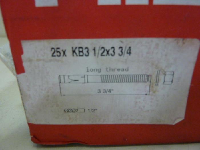 HILTI Expansion Anchors KB3 1/2X3 3/4 #64684