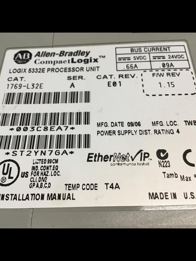 Used ALLEN BRADLEY Processor Module 1769-L32E SER A #134241