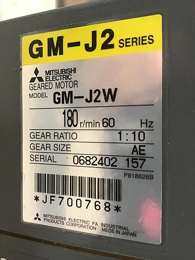 Used MITSUBISHI Geared Motor w/Feed Throat Plate GM-J2W Used #141428