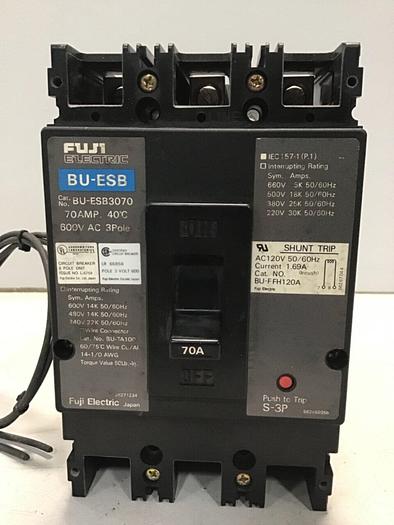 Used FUJI ELECTRIC 70 Amp Circuit Breaker BU-ESB3070 #127450