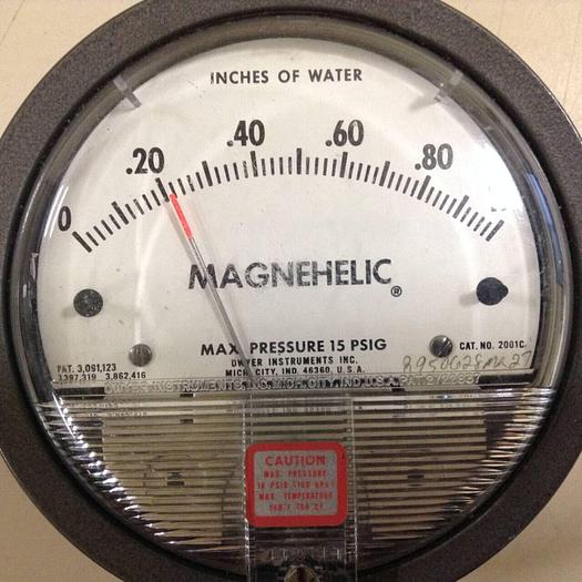 Used DWYER Magnehelic Gauge 2001C #76760