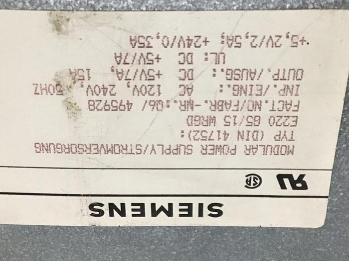 Used SIEMENS Modular Power Supply E220G5/15WRGD #126109