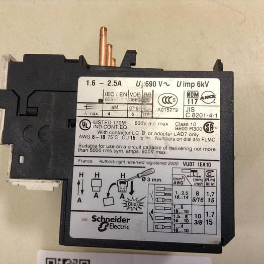 Used TELEMECANIQUE Overload Relay LRD07 #76112