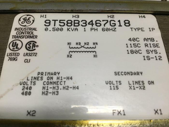 Used GENERAL ELECTRIC 0.500 kVA Transformer 9T58B3467G18 #110755