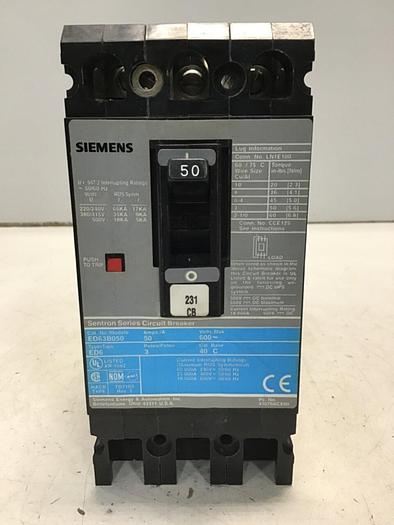 Used SIEMENS 50 Amp Circuit Breaker ED63B050 Used