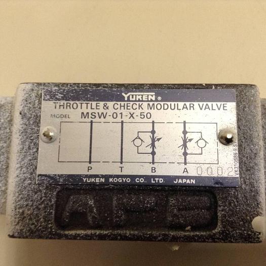 Used YUKEN Throttle & Check Modular Valve MSW-01-X-50 #72546