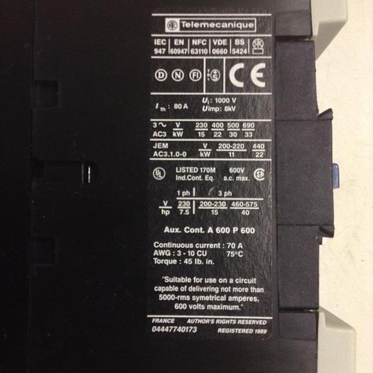 Used TELEMECANIQUE Contactor LP1D5011 #84994