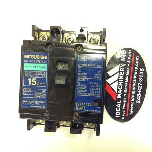 Used MITSUBISHI 15 Amp Circuit Breaker NF30-CS-15 #73052