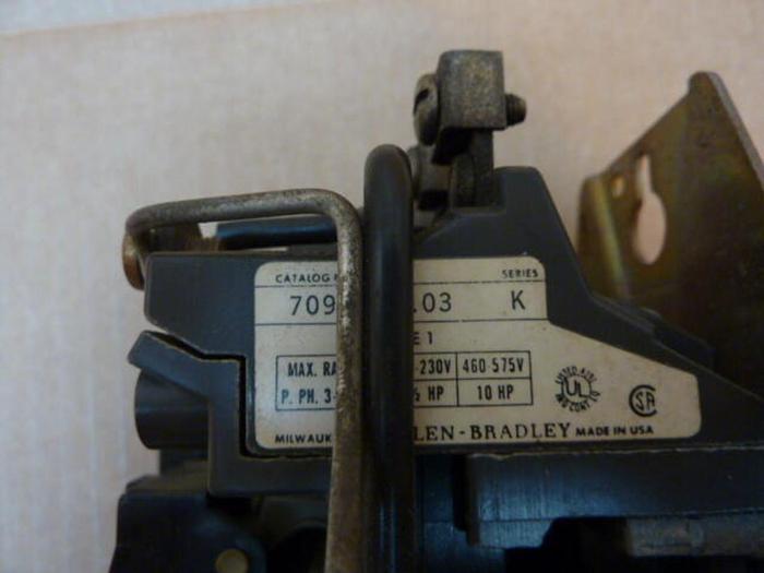 Used ALLEN BRADLEY Motor Starter Size 1 709-BOD103 SER K #20756