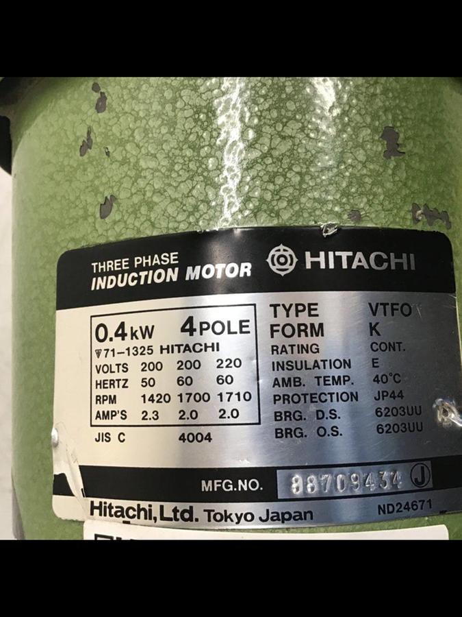 Used HITACHI 3 Phase Induction Motor VTFO-K 4P USED