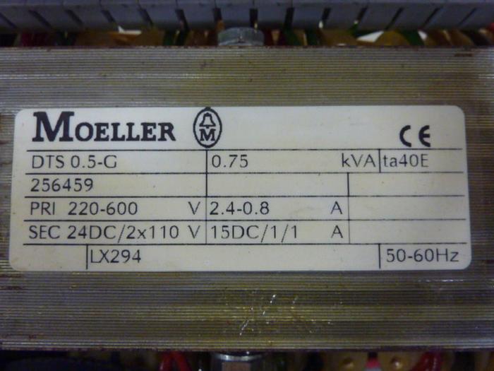 Used MOELLER 0.75 kVA Transformer DTS 0.5-G #54414
