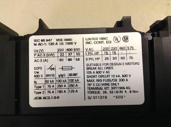 Used SIEMENS Contactor 3RT1 045-3AK60 USED
